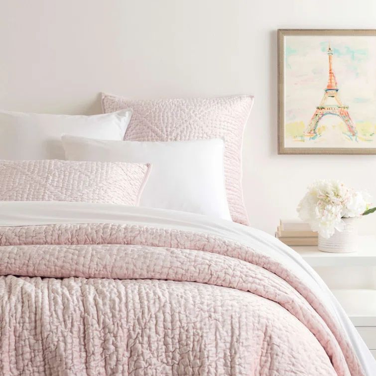 Full/Queen Slipper Pink Velvet Quilt Set