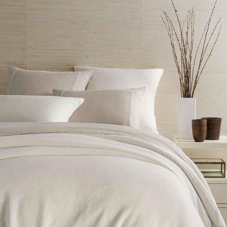 Ivory Twin Linen Duvet Cover with Matching Sham