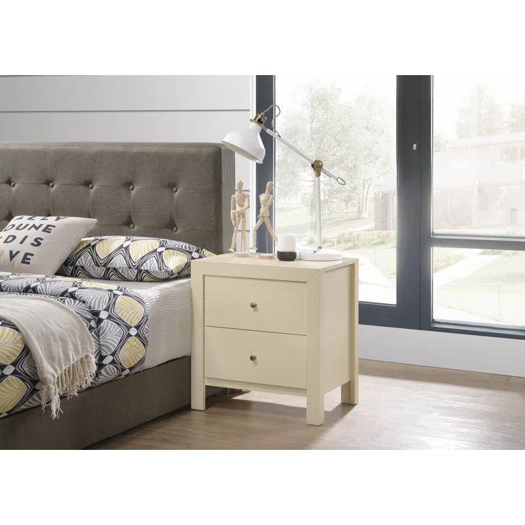 Burlington Beige 2-Drawer Nightstand with Solid Metal Glides