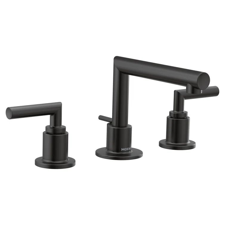 Matte Black Modern Widespread Bathroom Faucet with Drain Assembly