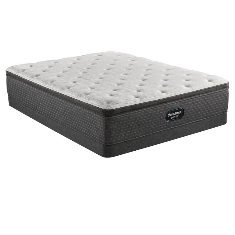 Twin White and Gray Pillowtop Innerspring Mattress with Gel Memory Foam