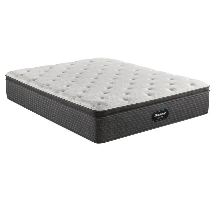 Contemporary Gray & White Full Pillowtop Innerspring Mattress with Gel Memory Foam