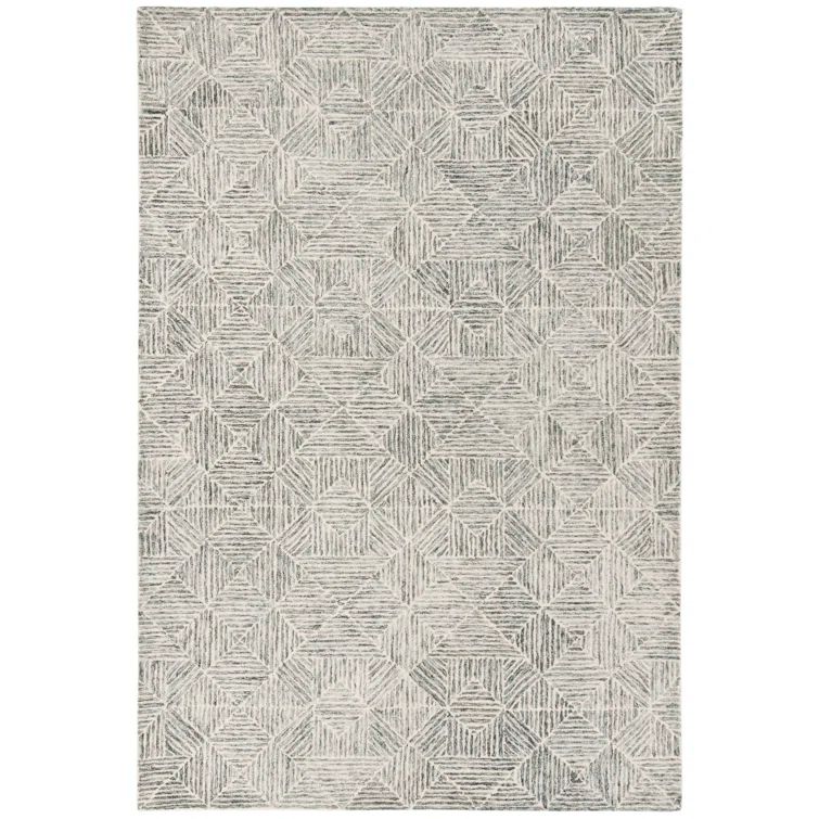 Handmade Light Green Wool and Viscose 6' x 9' Abstract Area Rug