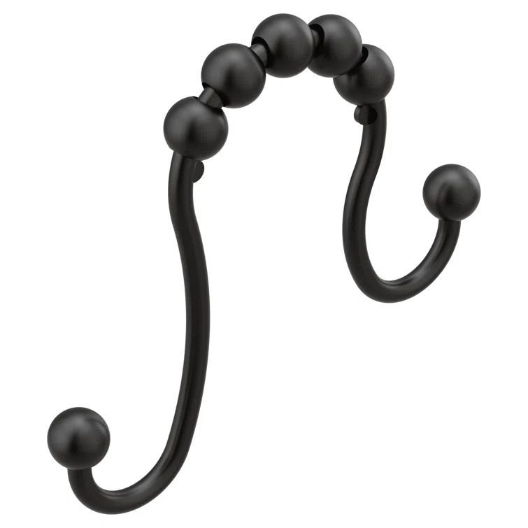 Matte Black Smooth Rolling Shower Curtain Rings, Pack of 12