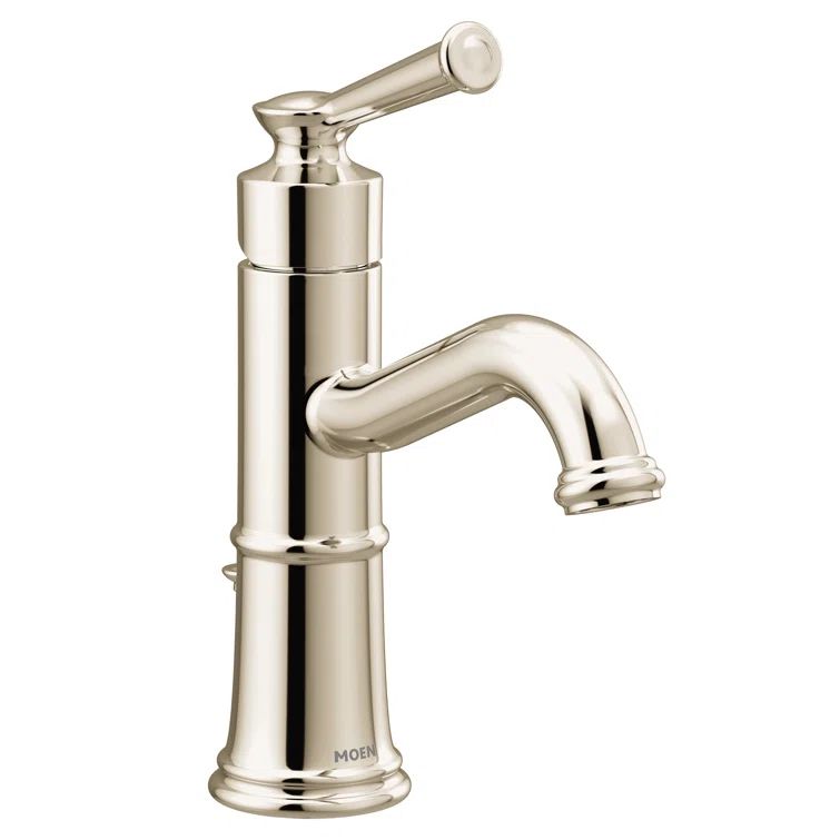 Polished Nickel Single Hole Bathroom Faucet with Drain Assembly