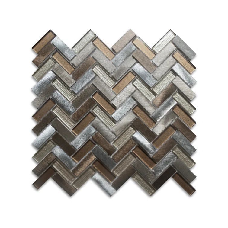 Twilight Series Multicolor Chevron Glass and Metal Mosaic Tile