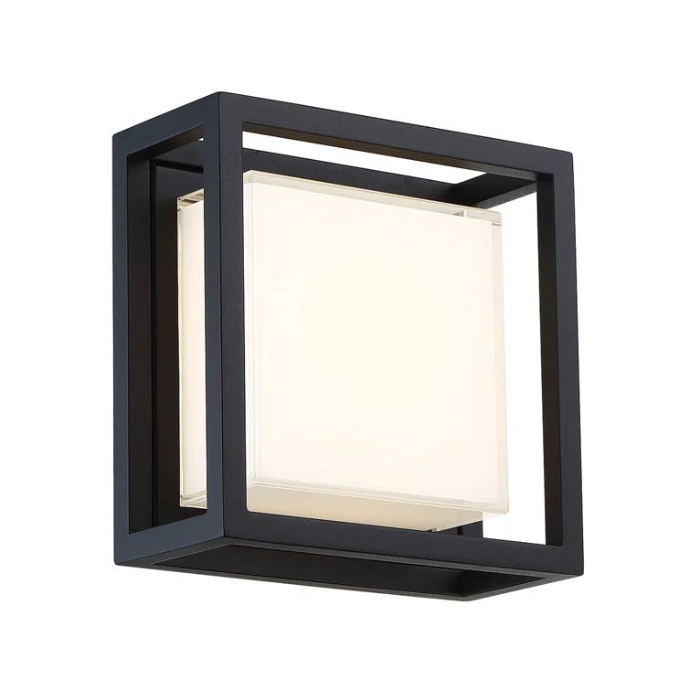 Black Modern Dimmable LED Wall Light with White Mitered Glass