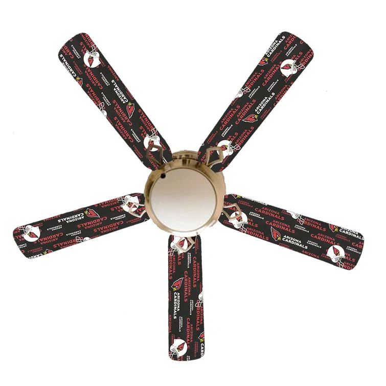 52'' White Ceiling Fan with Arizona Cardinals Blades and Light Kit