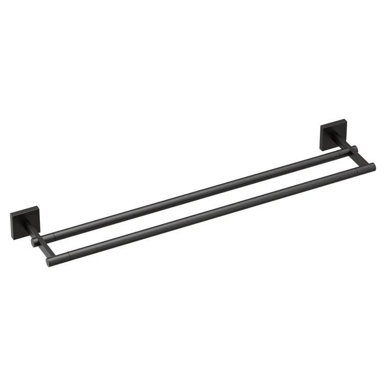 Matte Black Nickel Double Wall Mounted Towel Bar, 24-inch