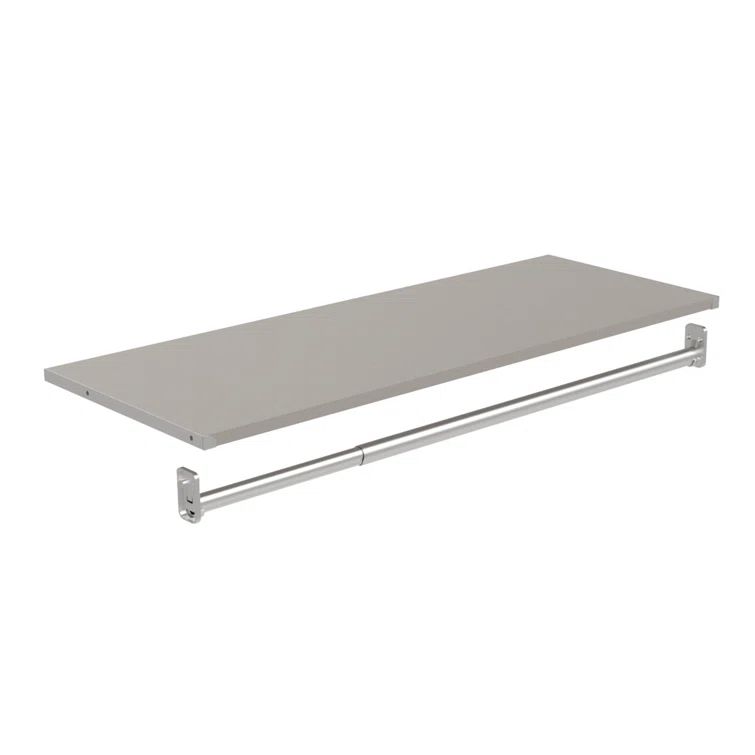 Smoky Taupe Wood Modular Storage Shelf with Steel Rod