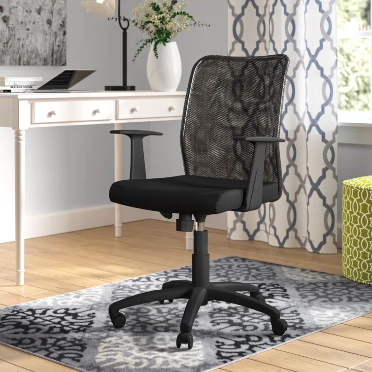 Black Mesh Swivel Office Task Chair with Arms