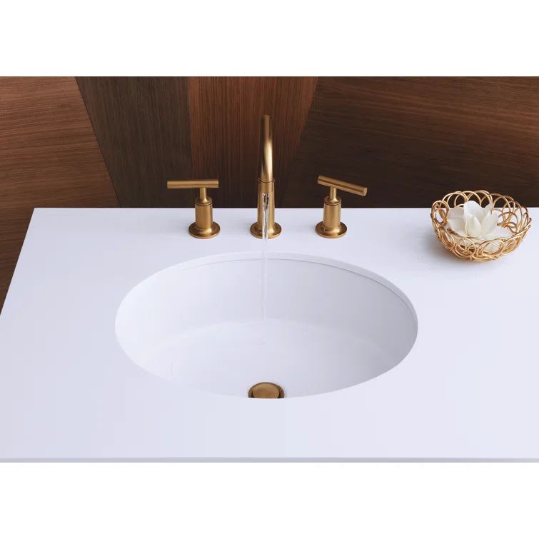 Elegant Verticyl White Ceramic Oval Undermount Bathroom Sink
