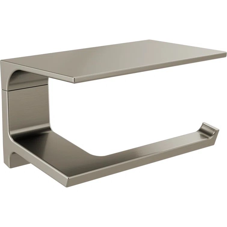Modern Stainless Steel Wall Mount Toilet Paper Holder with Shelf