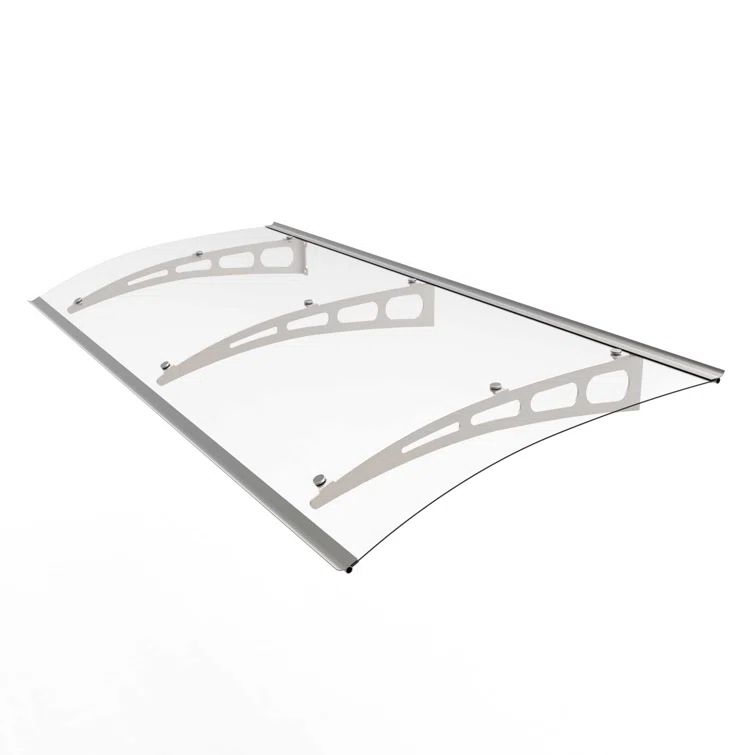 Clear Polycarbonate Door and Window Awning with Silver Aluminum Brackets