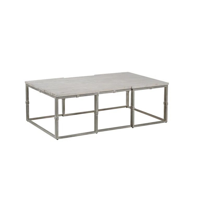 Gray Rectangular Wood and Metal Coffee Table