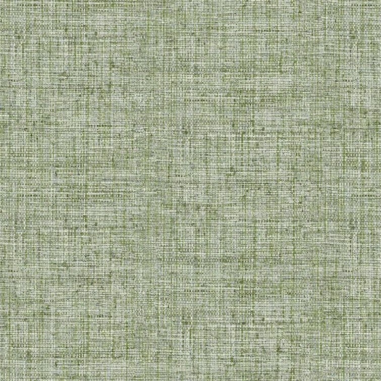 Green Grasscloth Textured Pre-Pasted Wallpaper