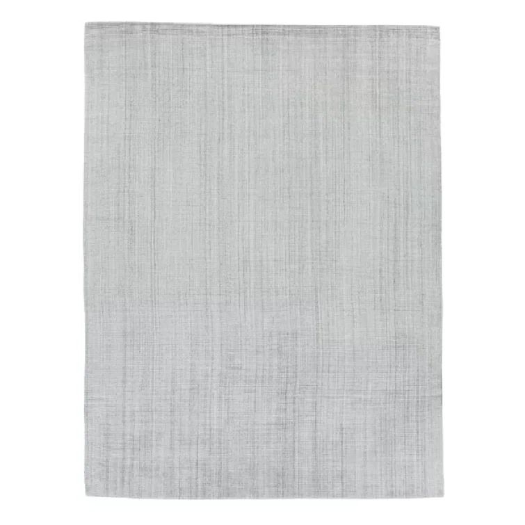 Robin Handmade Silver Stripe Wool and Viscose 6' x 9' Area Rug