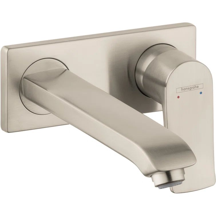 Eco-Friendly Modern Wall Mounted Centerset Faucet in Brushed Nickel