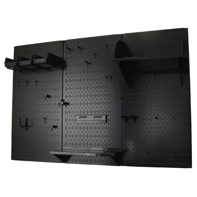 Black Steel Pegboard Tool Storage Kit with Accessories