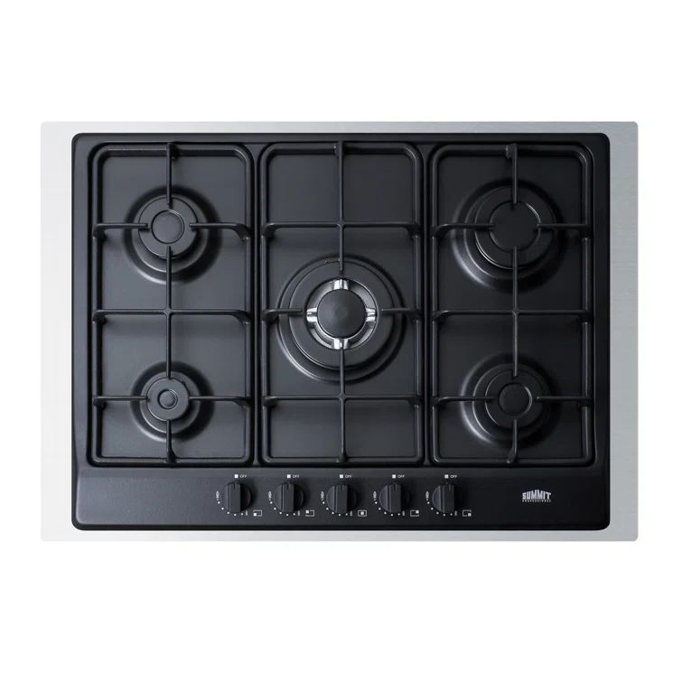 Summit 30" Black Stainless Steel 5-Burner Gas Cooktop
