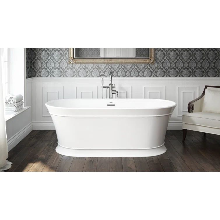Serafina 59" Matte White Freestanding Acrylic Soaking Bathtub