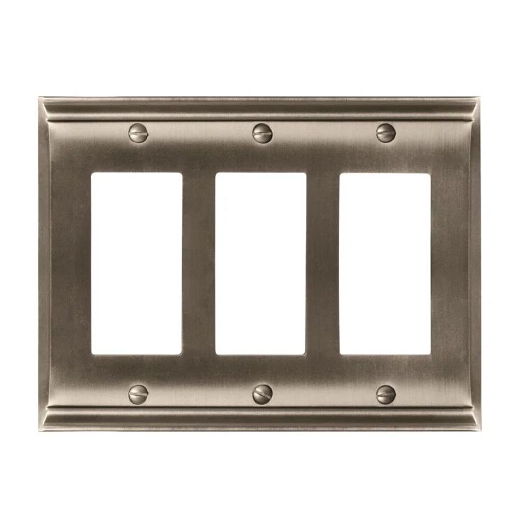 Satin Nickel 3 Rocker Decorative Light Switch Wall Plate