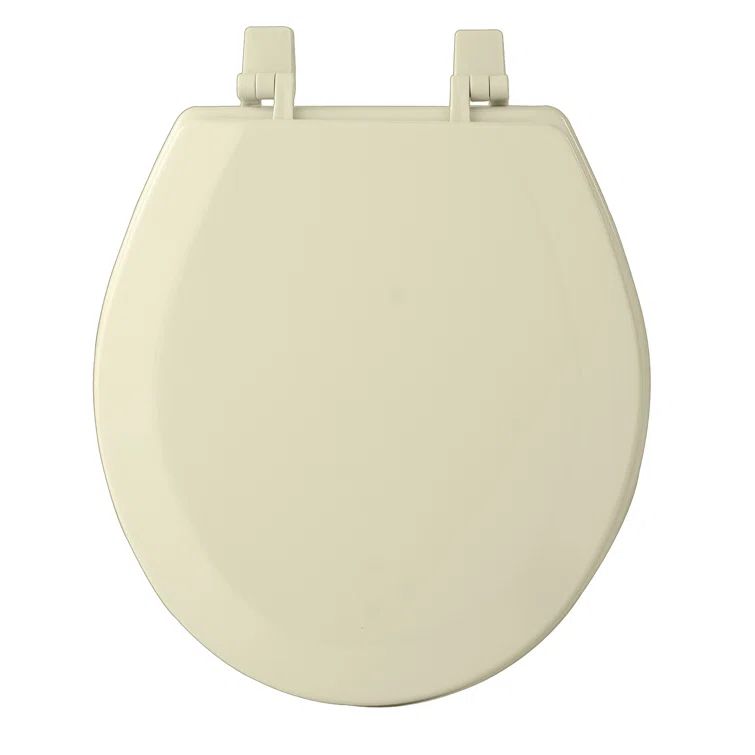 Bone Finish Wooden Toilet Seat with Adjustable Hinges