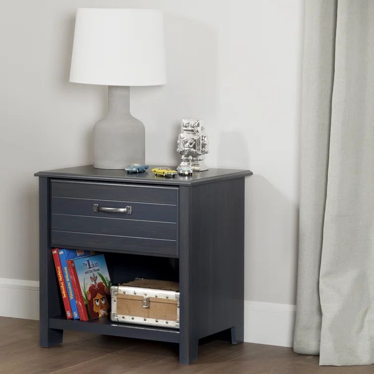 Blueberry Modern 1-Drawer Nightstand with Open Storage