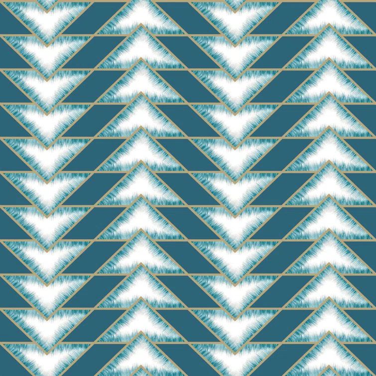 Teal and Gold Geometric Arrow Illusion Wallpaper
