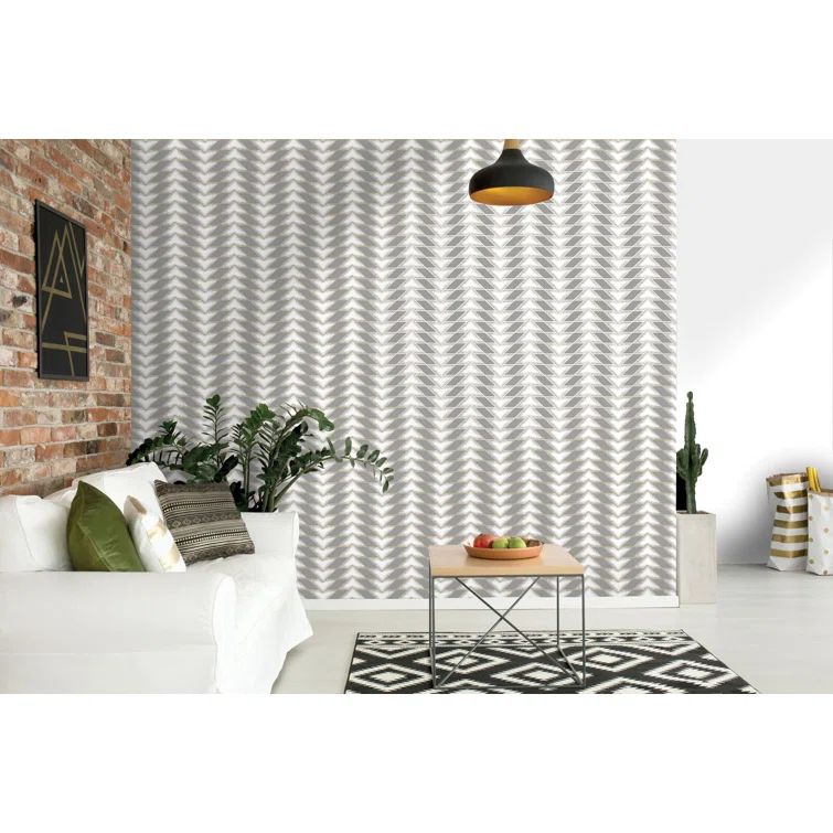 Gray Geometric Arrow Illusion Non-Pasted Wallpaper