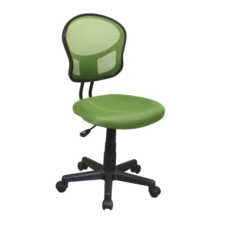 Green Mesh Fabric Armless Adjustable Task Chair