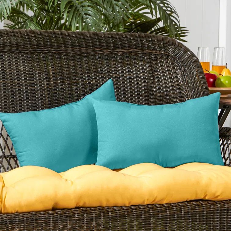 Teal Outdoor Rectangular Lumbar Pillows Set of 2
