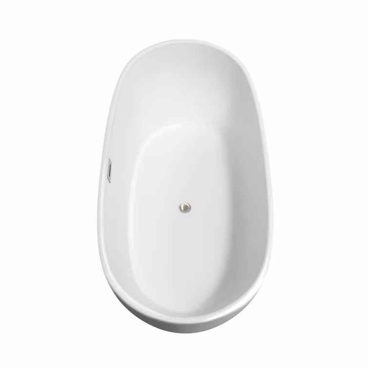 Rebecca 65'' White Freestanding Acrylic Bathtub with Brushed Nickel Trim
