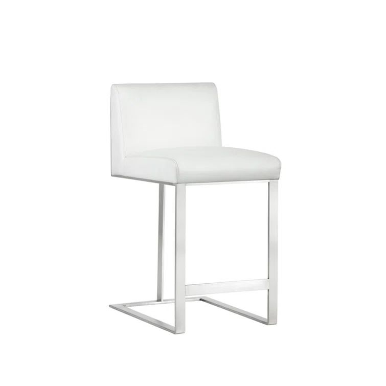Cantina White Faux Leather Stainless Steel Counter Stool
