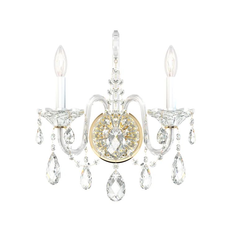 Aurelia Gold 2-Light Sterling Wall Sconce with Clear Heritage Crystals