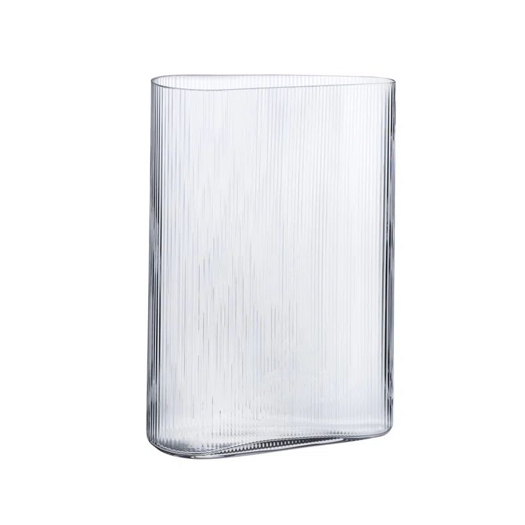 Clear Corrugated Glass Vase for Bouquets and Decor