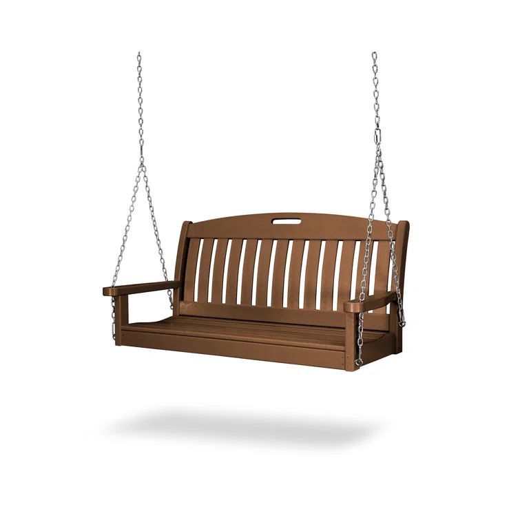 Dark Teak 48" Recycled Plastic Porch Swing with Chains