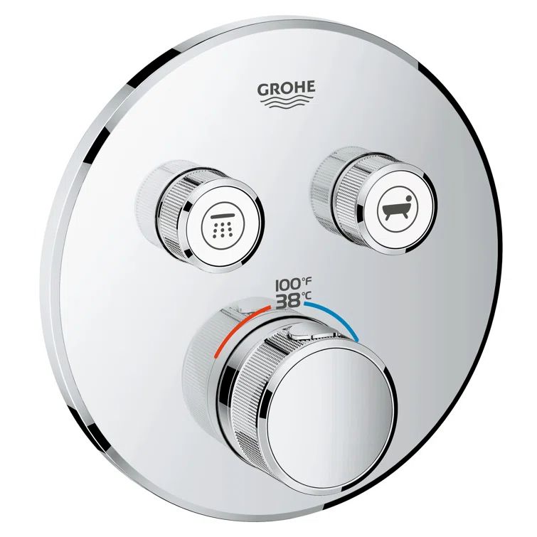 Chrome Dual-Function Wall-Mounted Shower Valve Trim