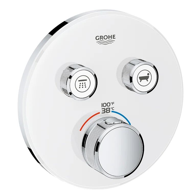 Moon White Wall-Mounted Shower Thermostatic Valve Trim