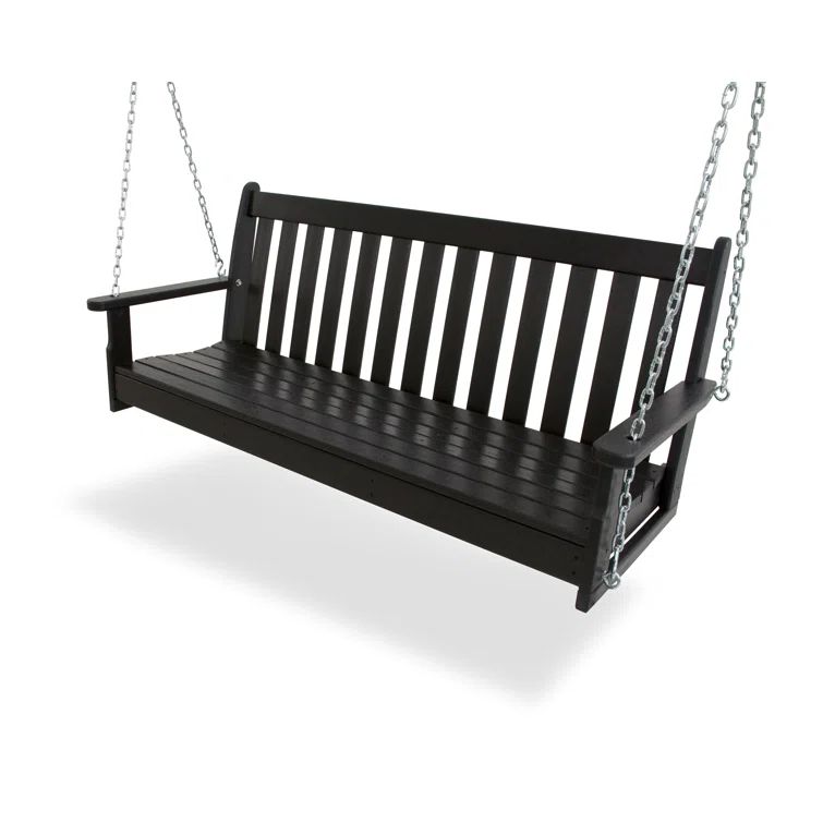 Vineyard 60.5" Black HDPE Outdoor Porch Swing