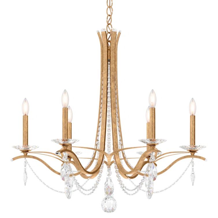 French Gold 6-Light Chandelier with Clear Heritage Crystal
