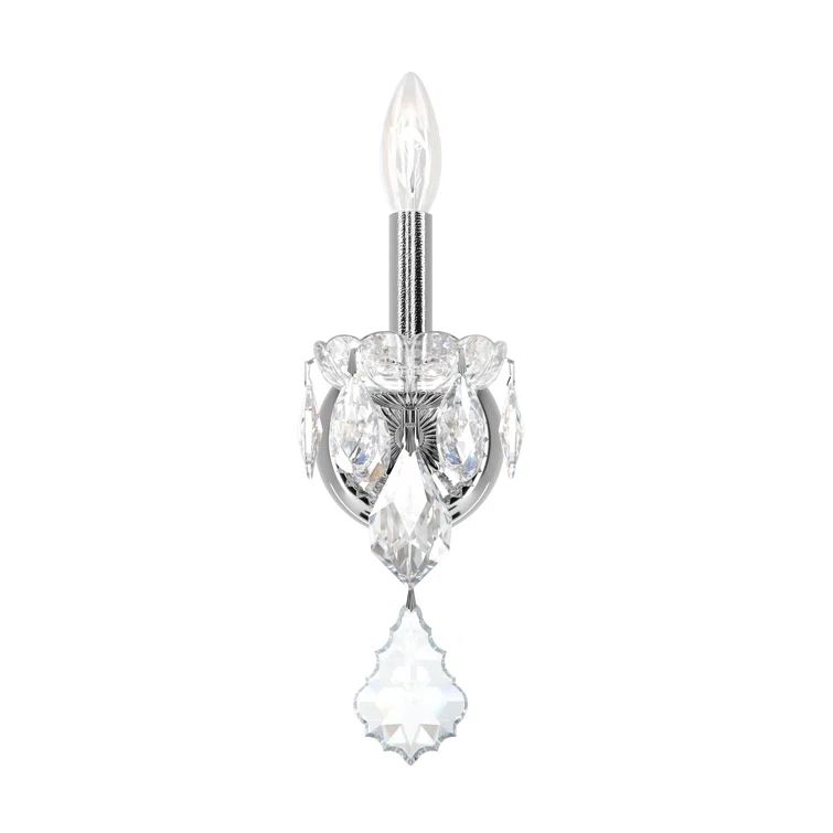 Elegant Polished Silver Direct-Wired Sconce with Clear Heritage Crystal