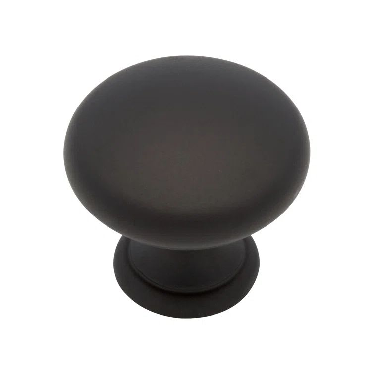Matte Black Round Modern Cabinet Knob with Mounting Hardware