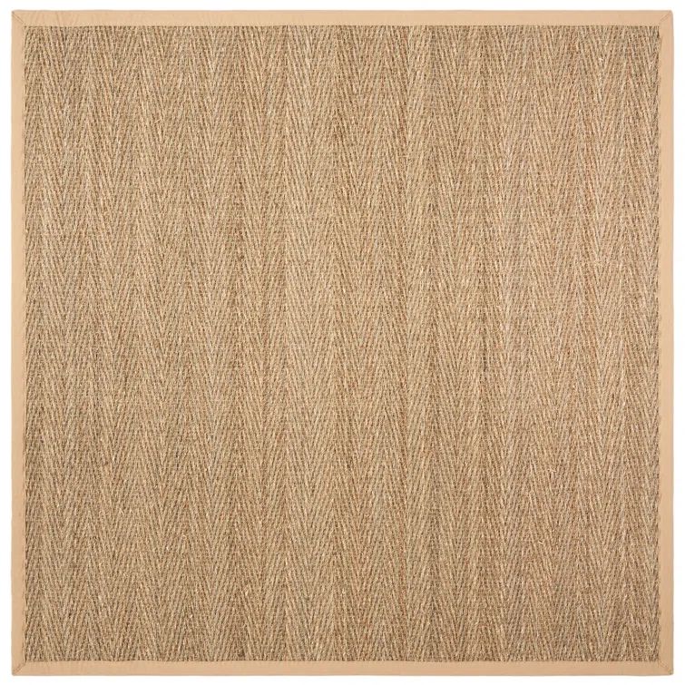 Natural Beige Seagrass Square Rug with Felt Backing