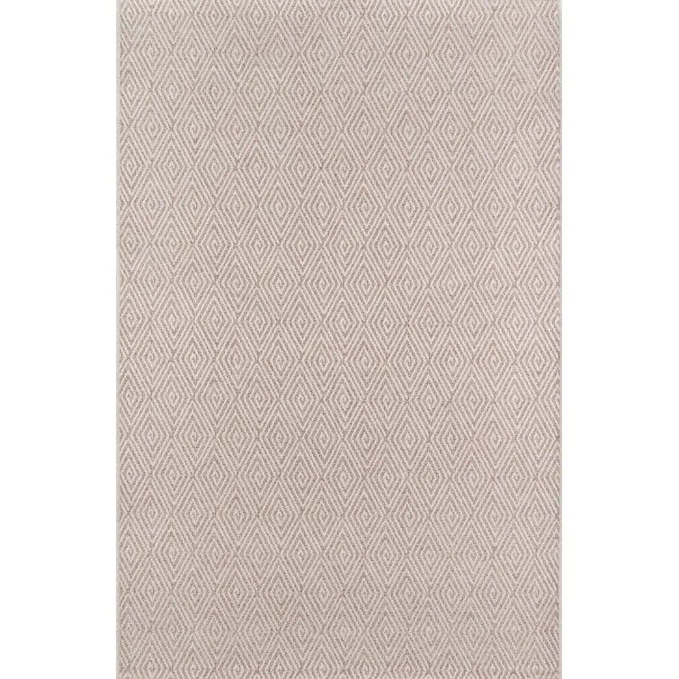 Natural Geometric Pattern Rectangular Polypropylene Rug