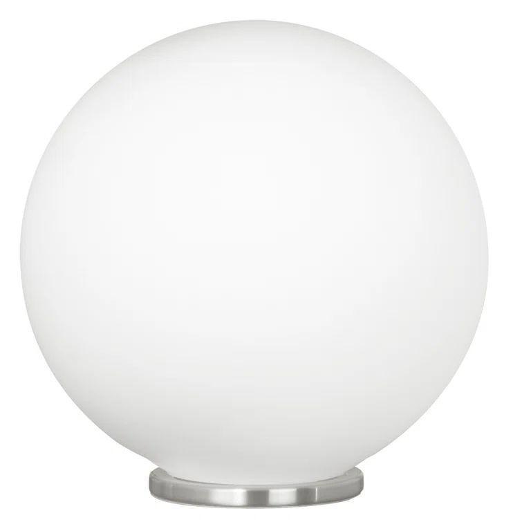 Eglo Rondo 8-Inch Silver Globe Table Lamp with Frosted Opal Shade