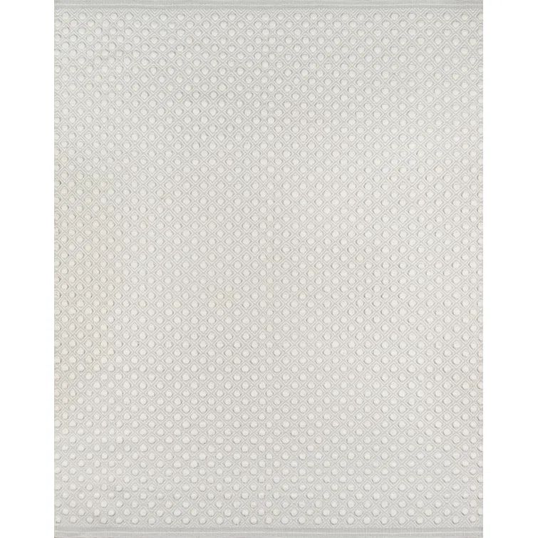 Gray Geometric Wool Handmade Flat Woven Area Rug