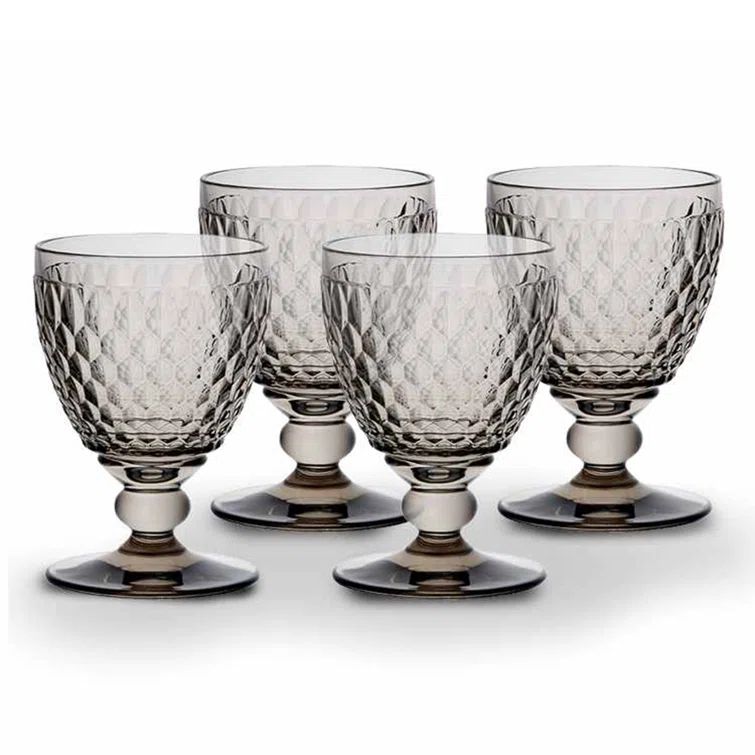 Smoke Crystal Glass Claret Goblets Set of 4