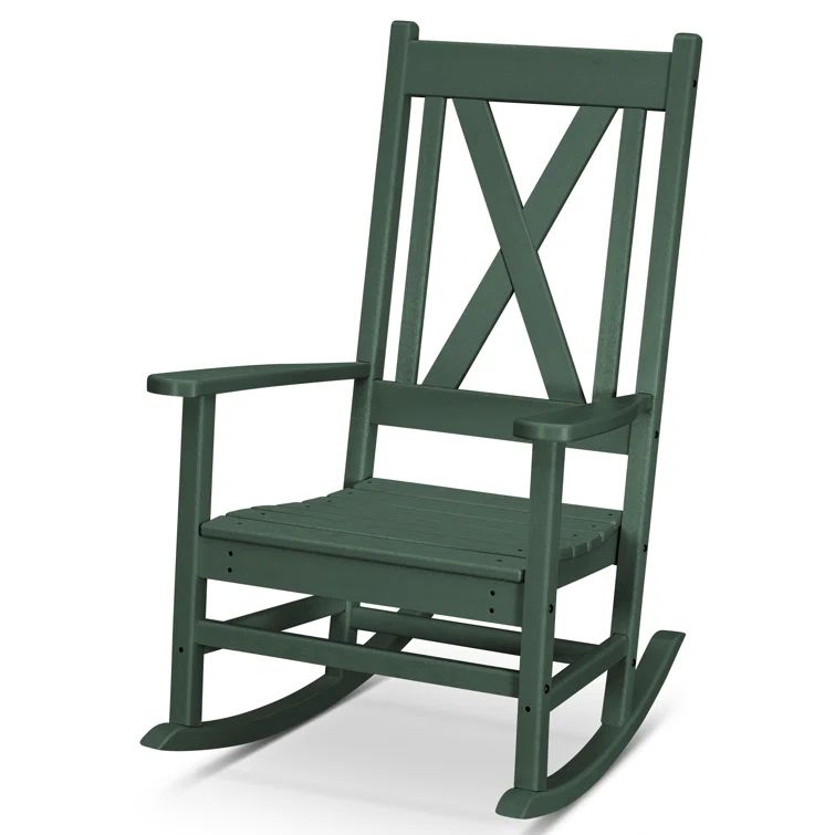 Green Polywood Braxton Porch Rocking Chair with Arms