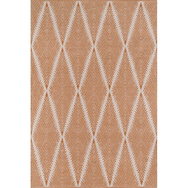 Handmade Orange Diamond Synthetic Accent Rug 3'6" x 5'6"